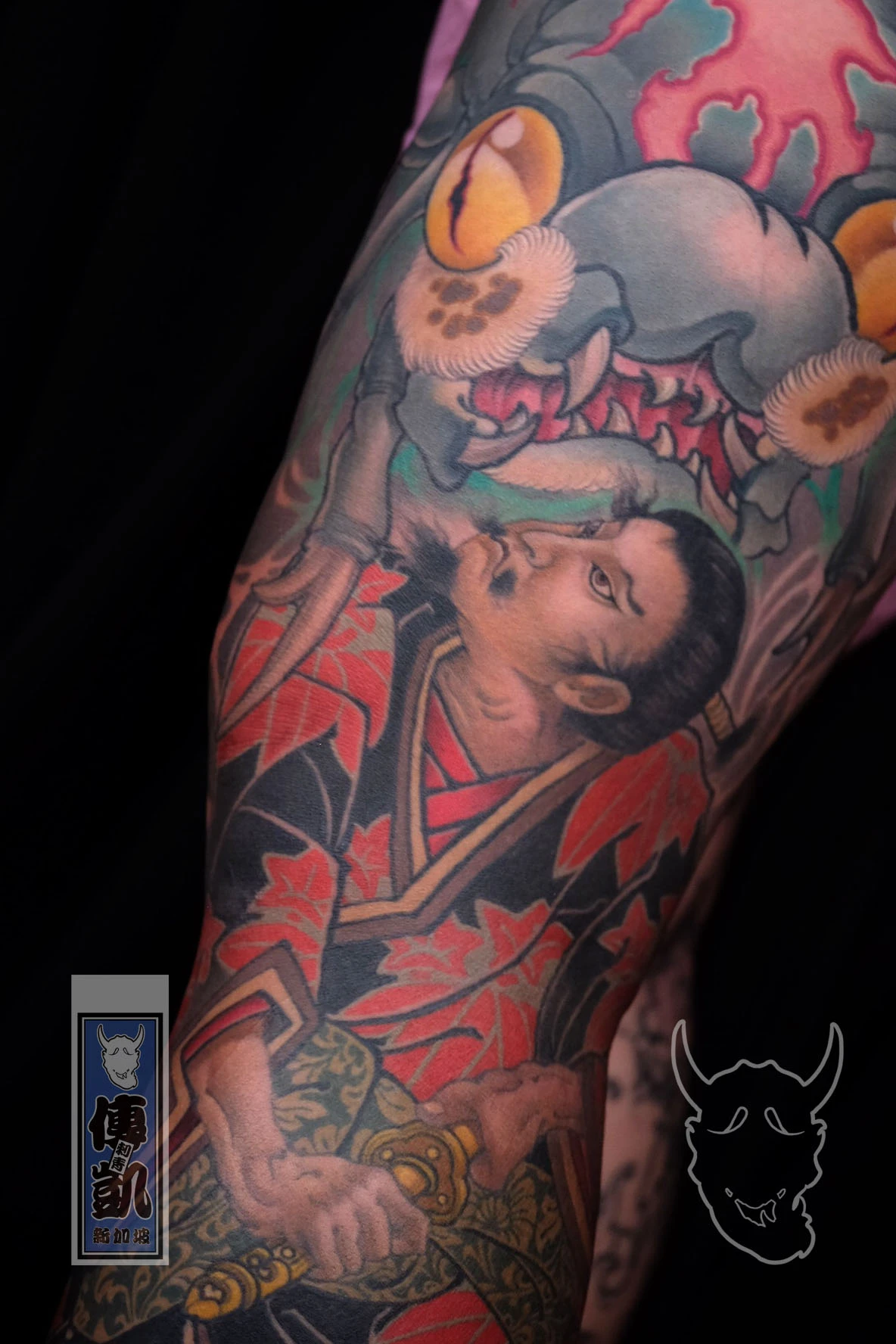 minamoto-no-yorimitsu-new-traditional-japanese-leg-tattoo 3